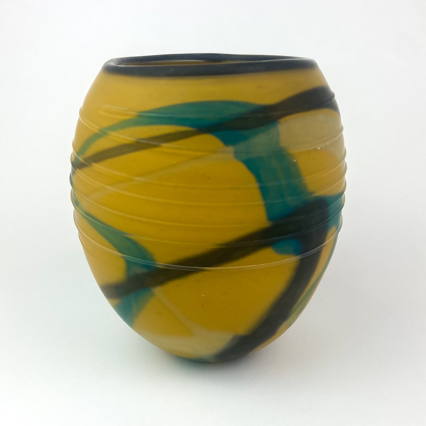 Yellow + Black Matte Glass Vase by Ioan Nemtoi #O944