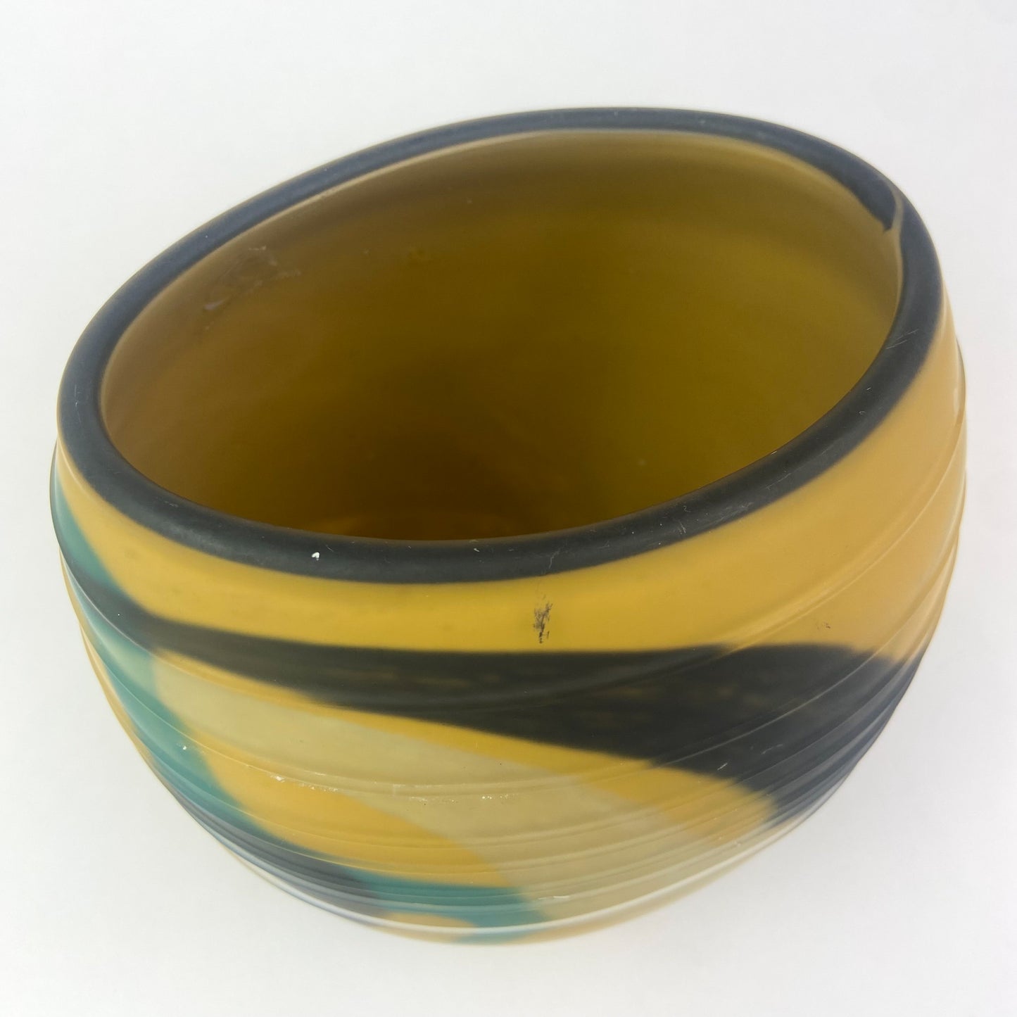 Yellow + Black Matte Glass Vase by Ioan Nemtoi #O944