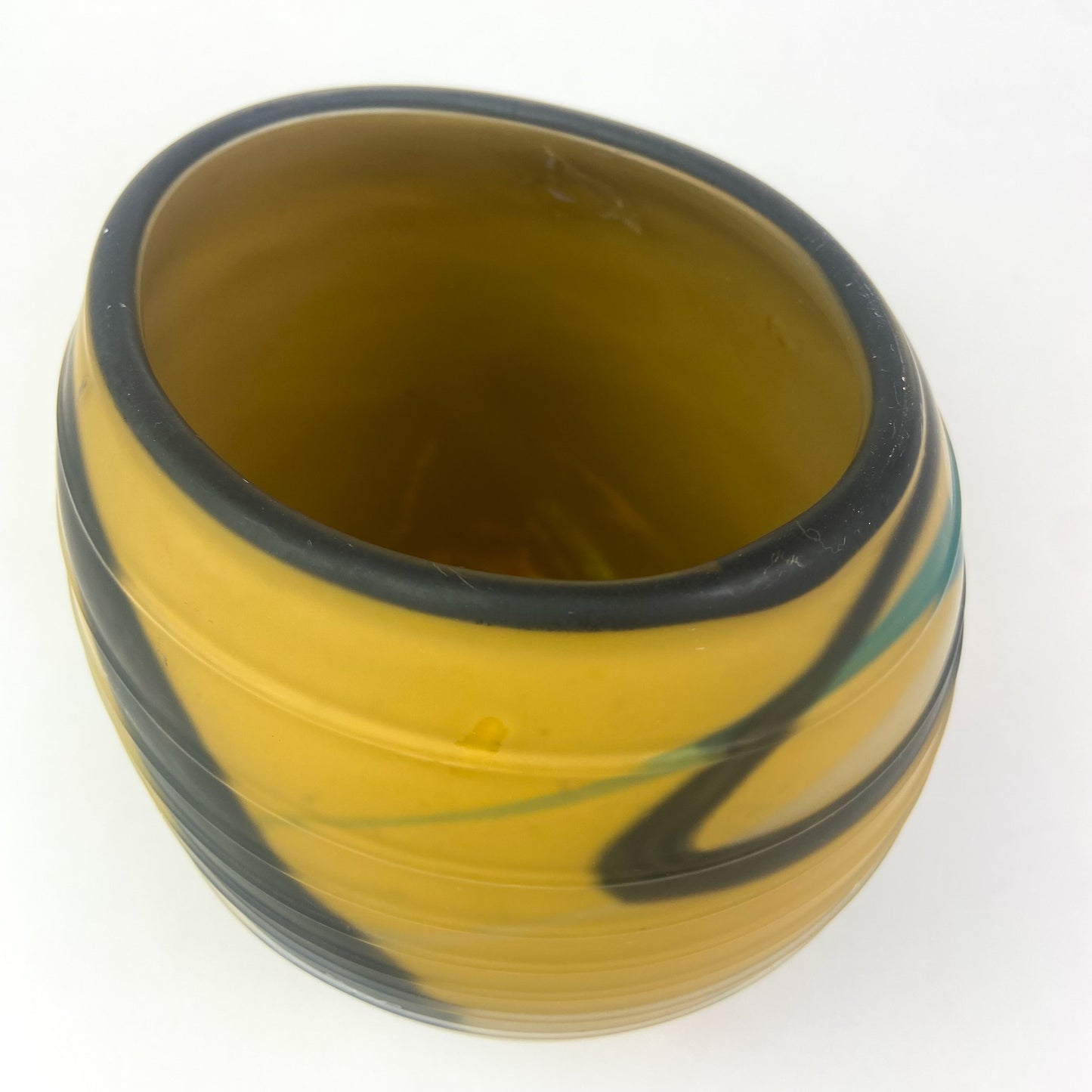 Yellow + Black Matte Glass Vase by Ioan Nemtoi #O944