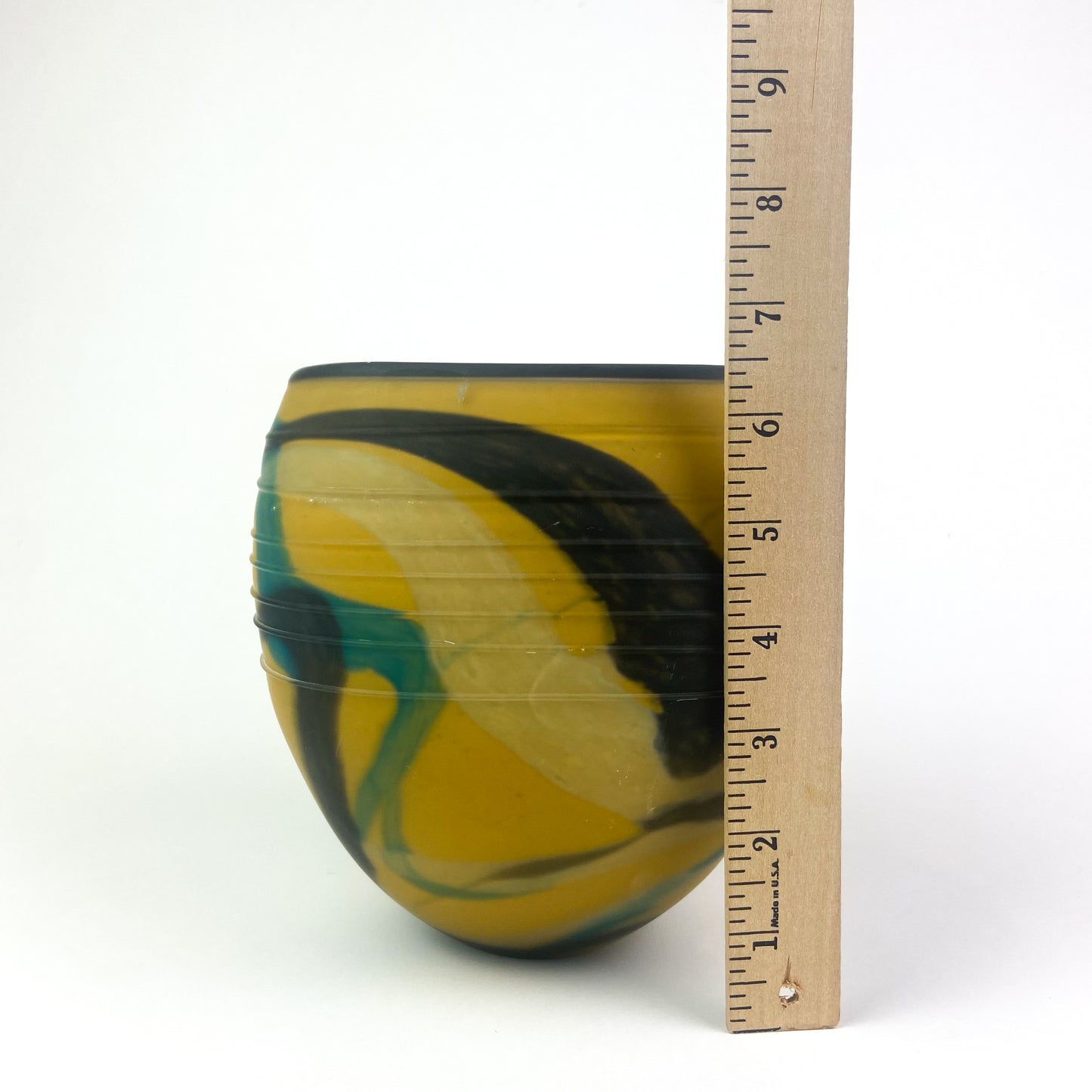 Yellow + Black Matte Glass Vase by Ioan Nemtoi #O944