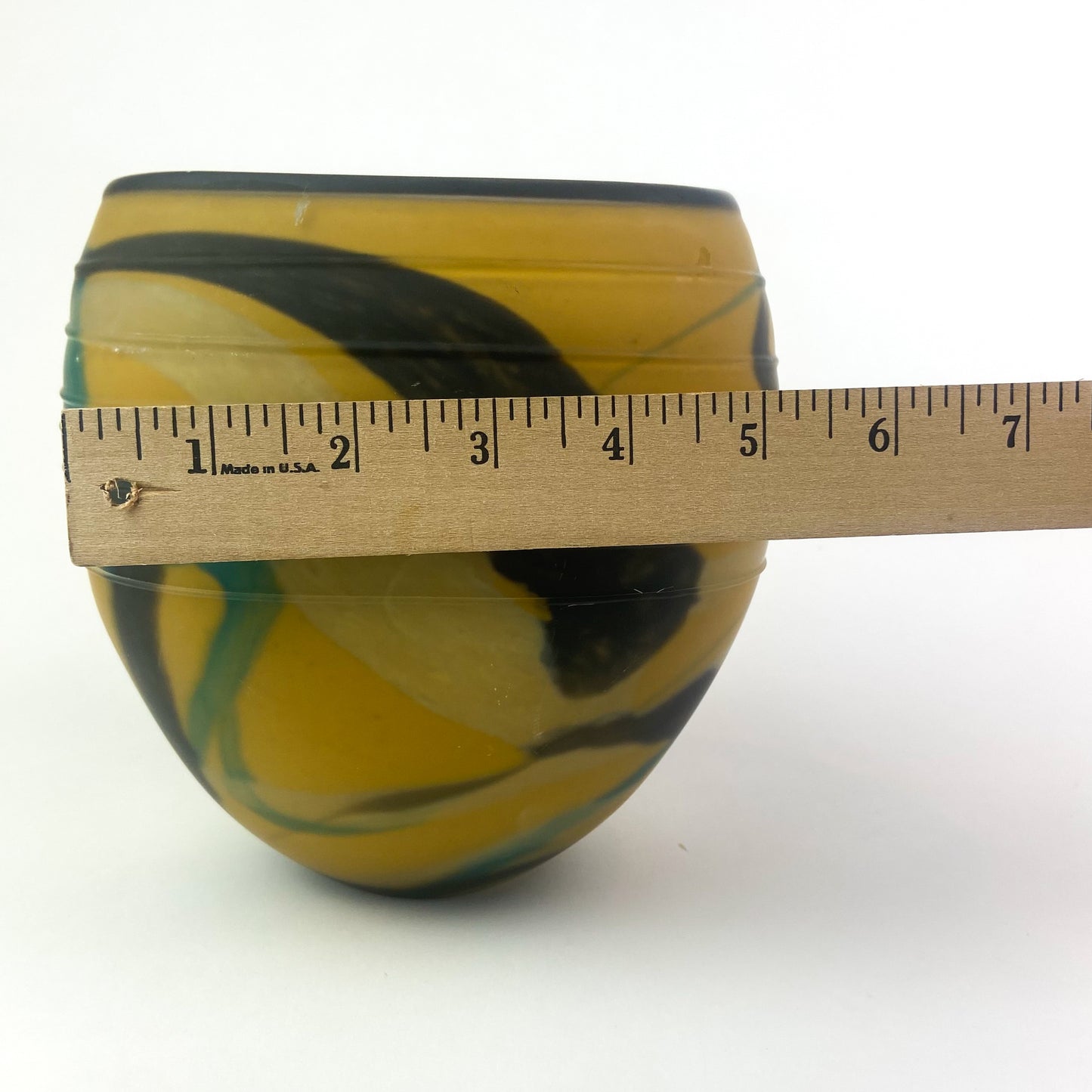 Yellow + Black Matte Glass Vase by Ioan Nemtoi #O944