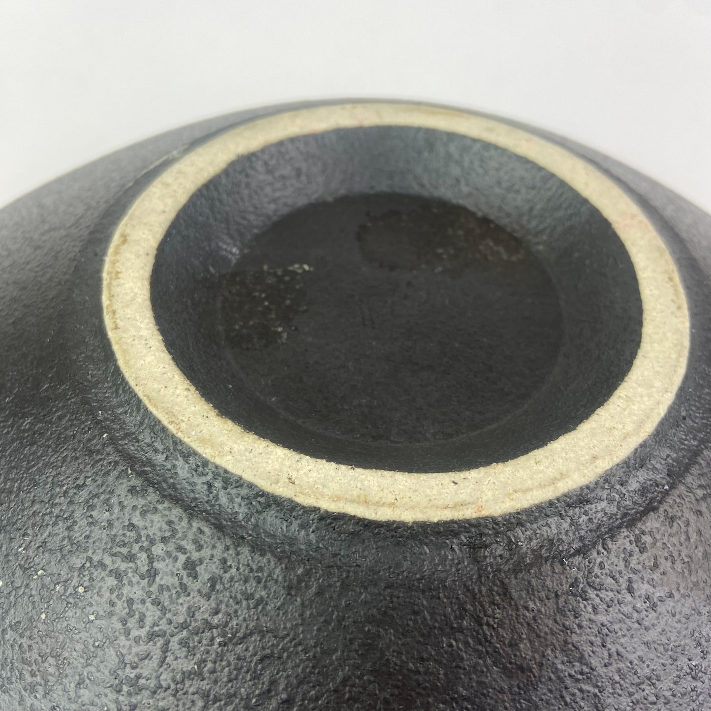 Vintage Blue + Black Ceramic UFO Bowl #O946