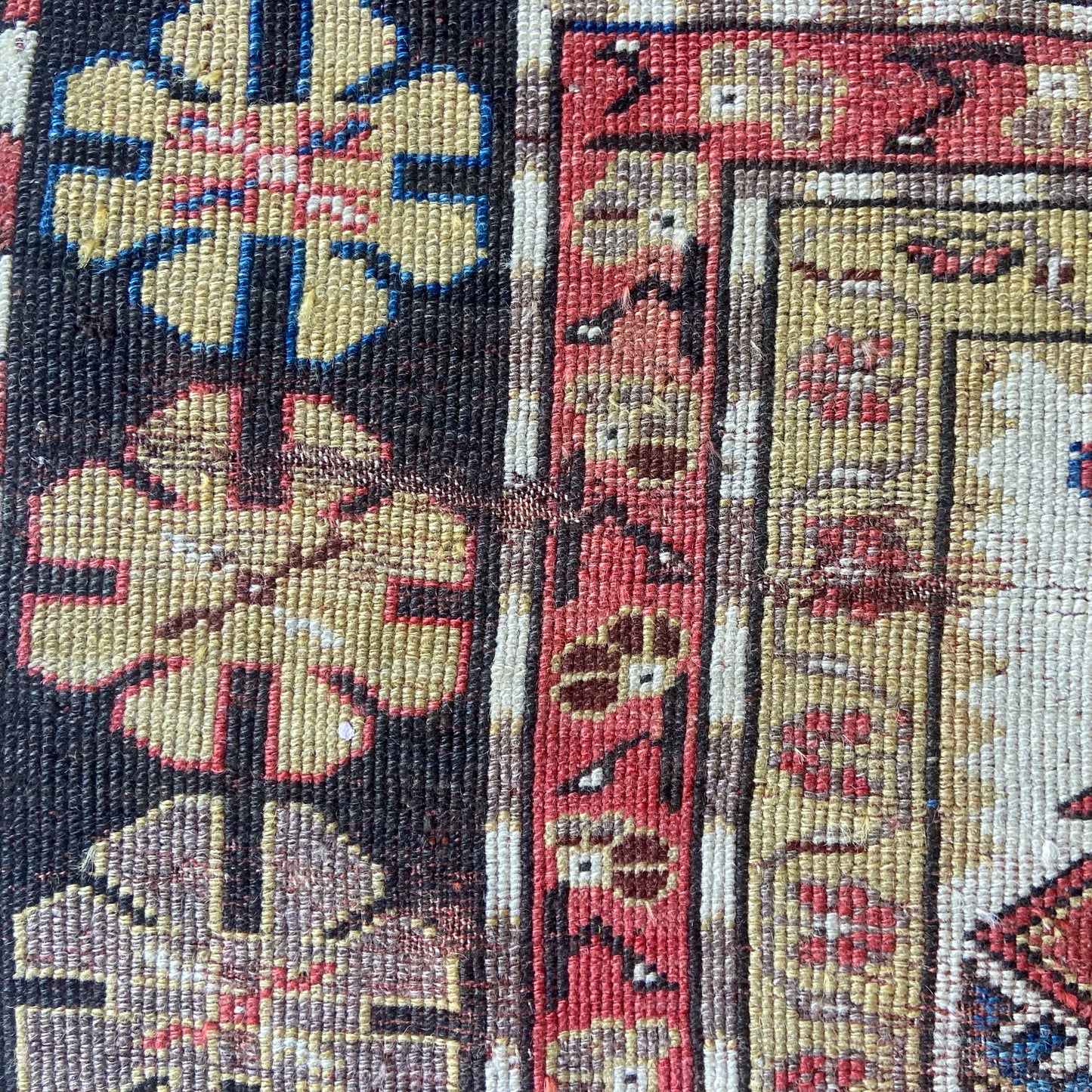 Early Antique Caucasian Prayer Accent Rug #R961 - 3'7" x 4'10"