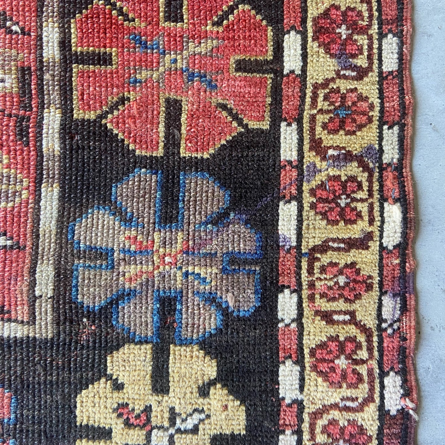 Early Antique Caucasian Prayer Accent Rug #R961 - 3'7" x 4'10"