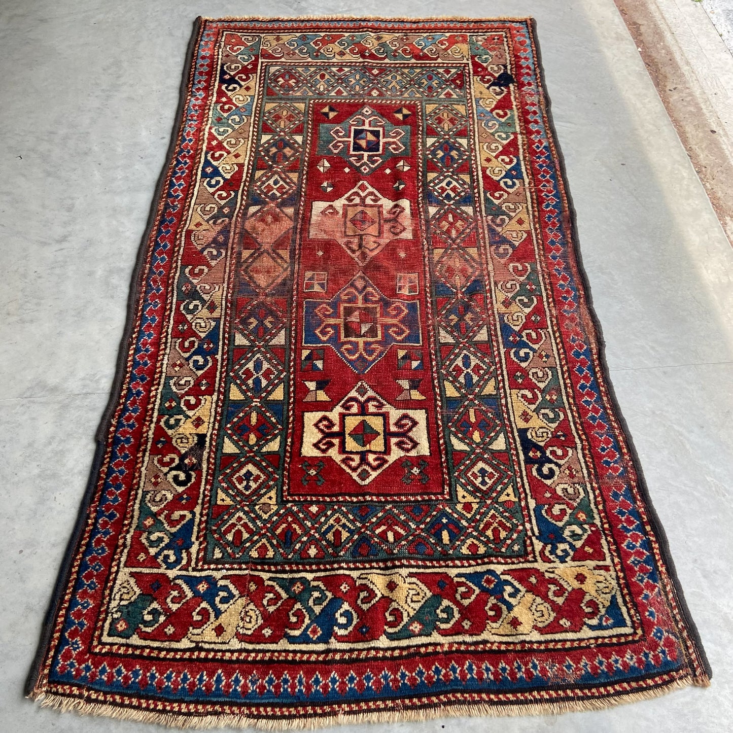 Antique Kazak Gallery Rug #R1266 - 3'7" x 9'5"