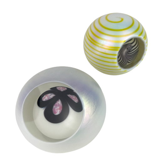 Pair of Terry Crider Art Glass Paperweights #O879