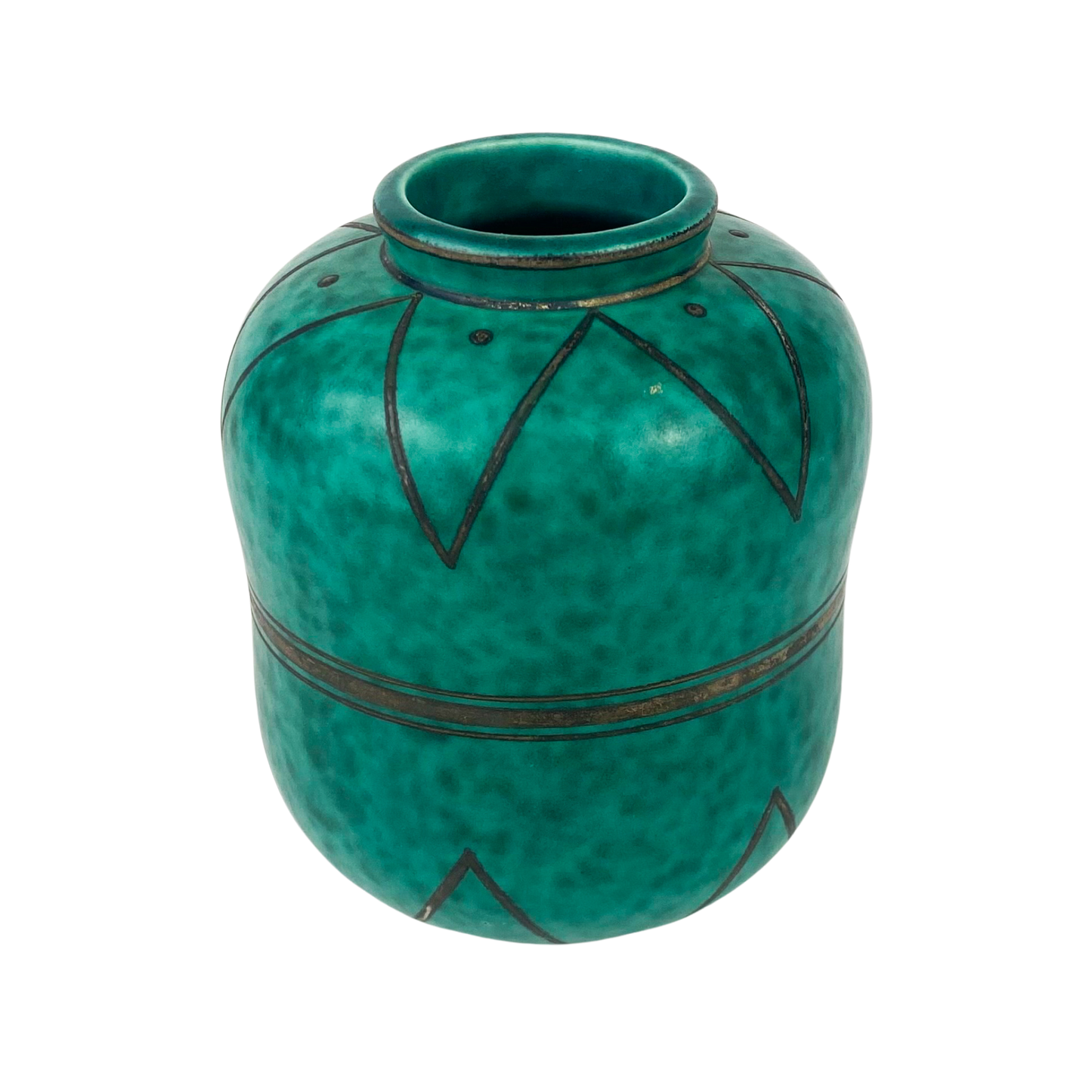 Mottled Green Gustavsberg Argenta Stoneware Vase #O1052