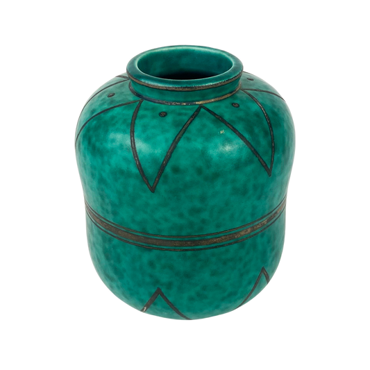 Mottled Green Gustavsberg Argenta Stoneware Vase #O1052