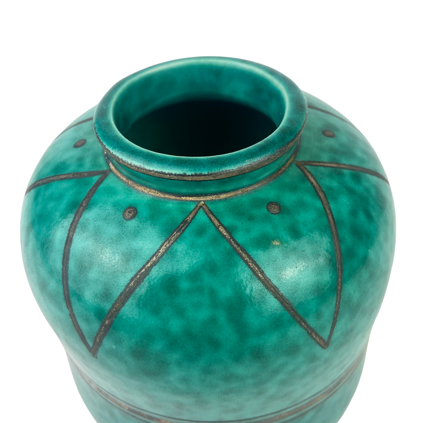 Mottled Green Gustavsberg Argenta Stoneware Vase #O1052