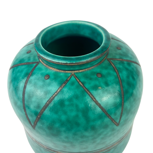 Mottled Green Gustavsberg Argenta Stoneware Vase #O1052