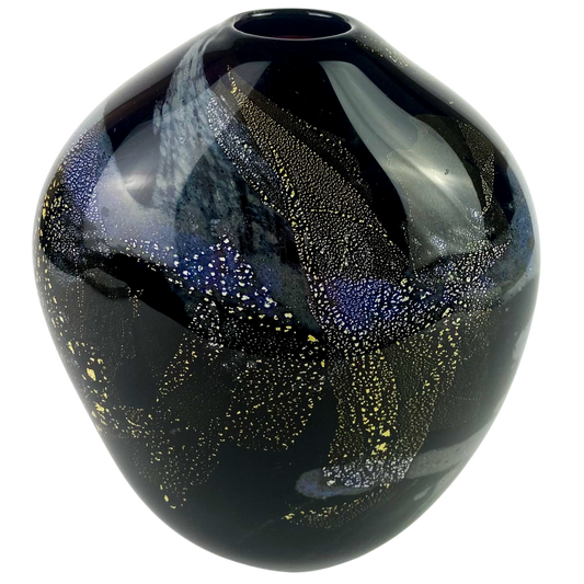 Black Cosmic Studio Art Glass Vase #O1122