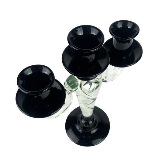 Murano Black + Clear Glass Candelabra #O1121