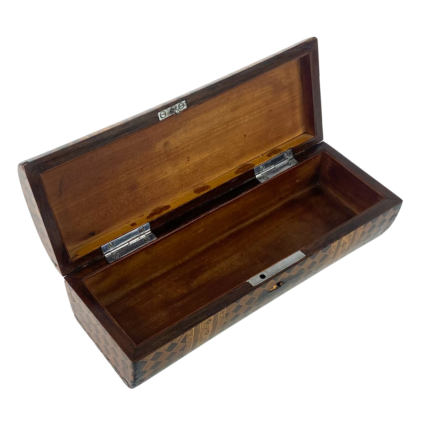 Antique Wood Inlaid Parquetry Stash Box #O1116