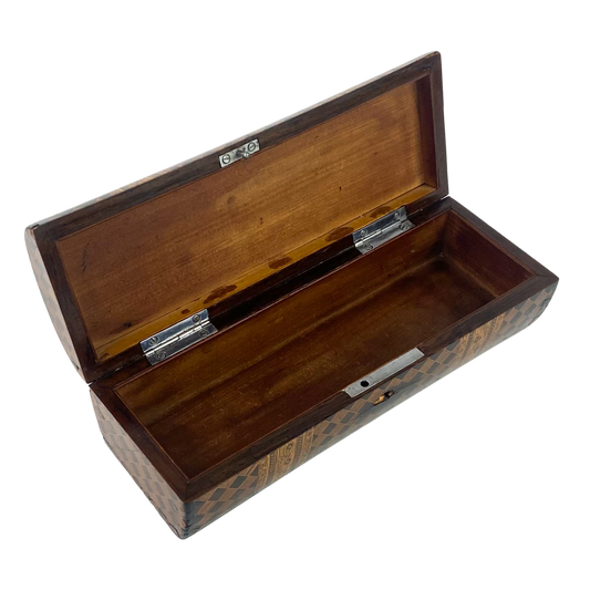 Antique Wood Inlaid Parquetry Stash Box #O1116