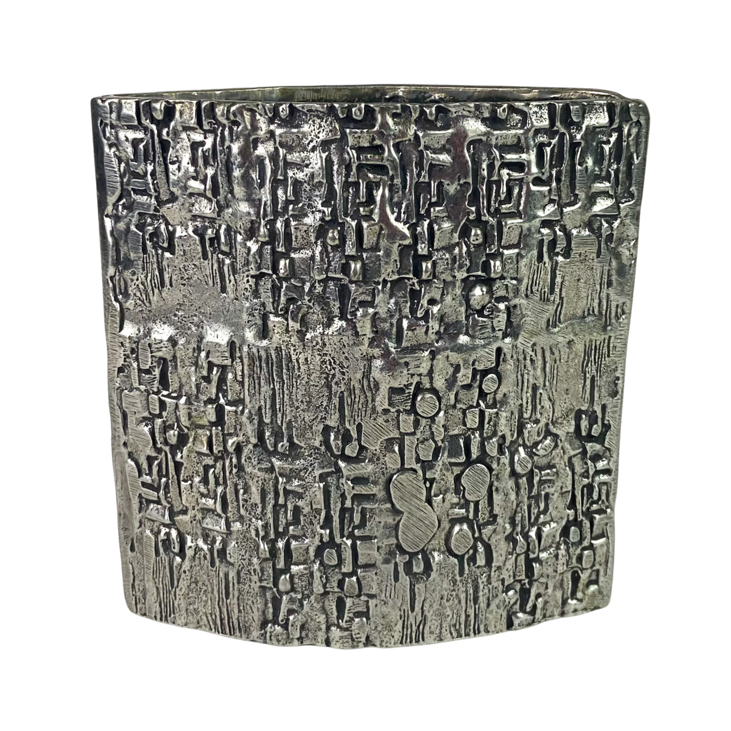 Brutalist Textured Pewter Art Vase #O1127