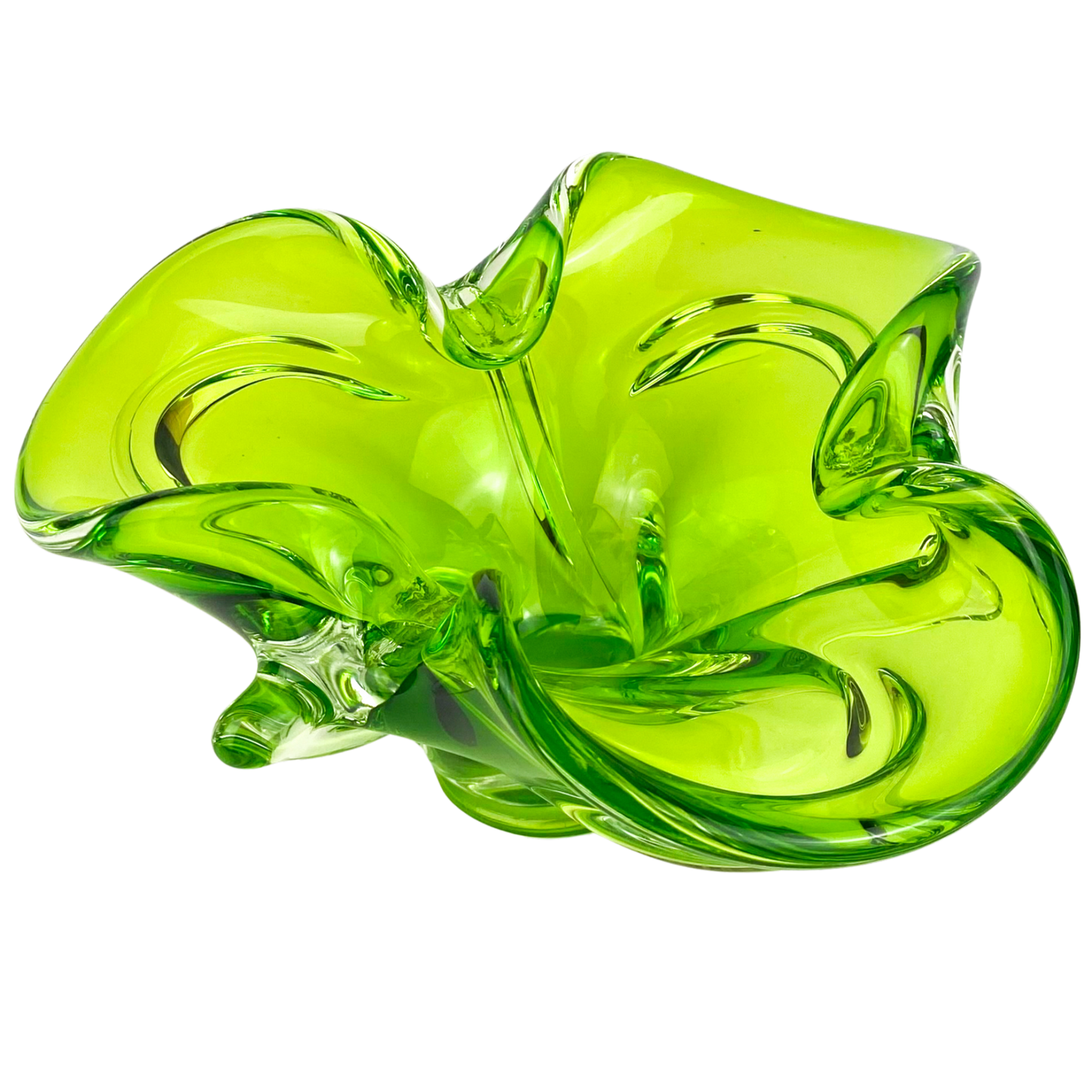 Murano Lime Clover Glass Catchall/Ashtray #O1152