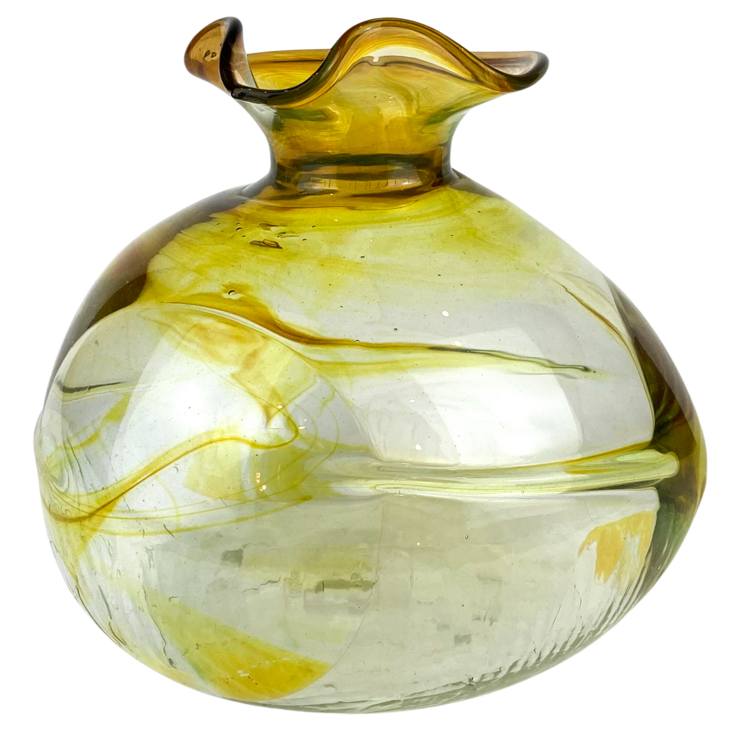 Amber Iridescent Blown Glass Vase by Peter Bramhall #O1161