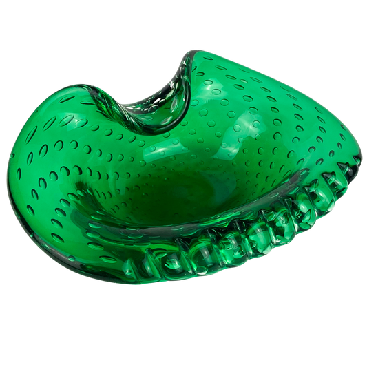 Murano Green Bullicante Freeform Glass Catchall/Ashtray #O1146