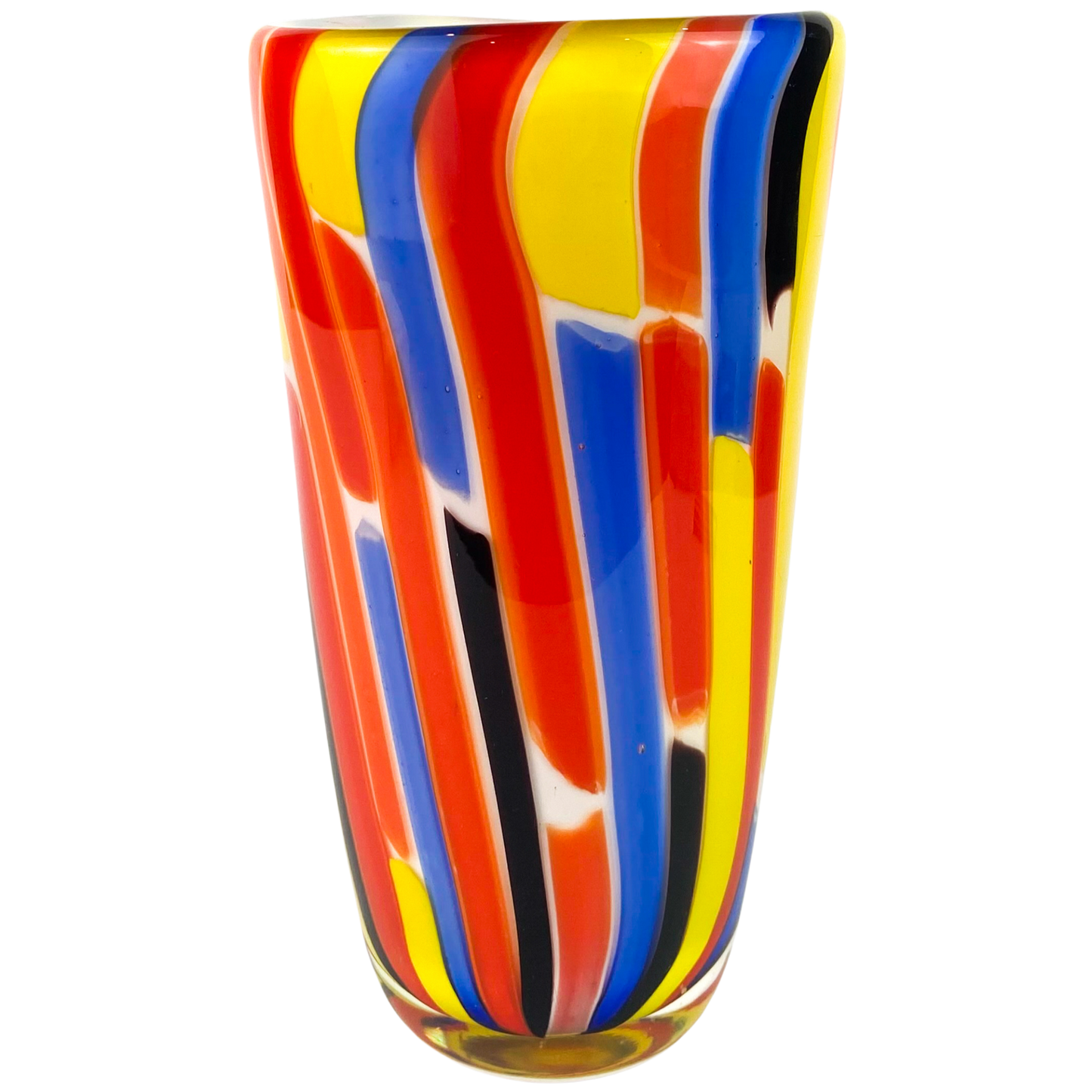 Large Caned Art Glass Vase #O1156