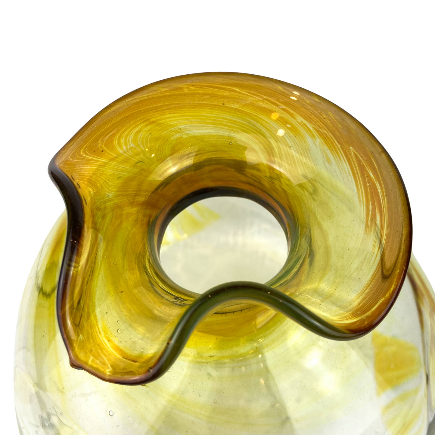 Amber Iridescent Blown Glass Vase by Peter Bramhall #O1161