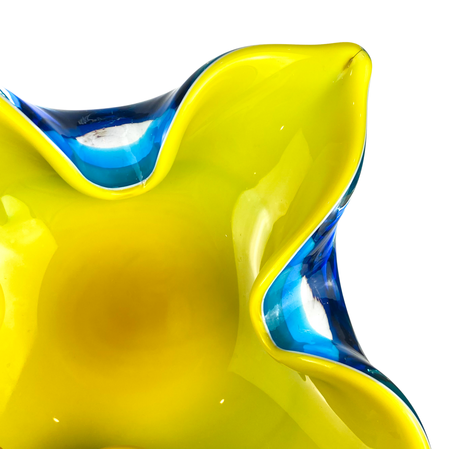 Murano Blue + Yellow Floriform Catchall/Ashtray #O1157