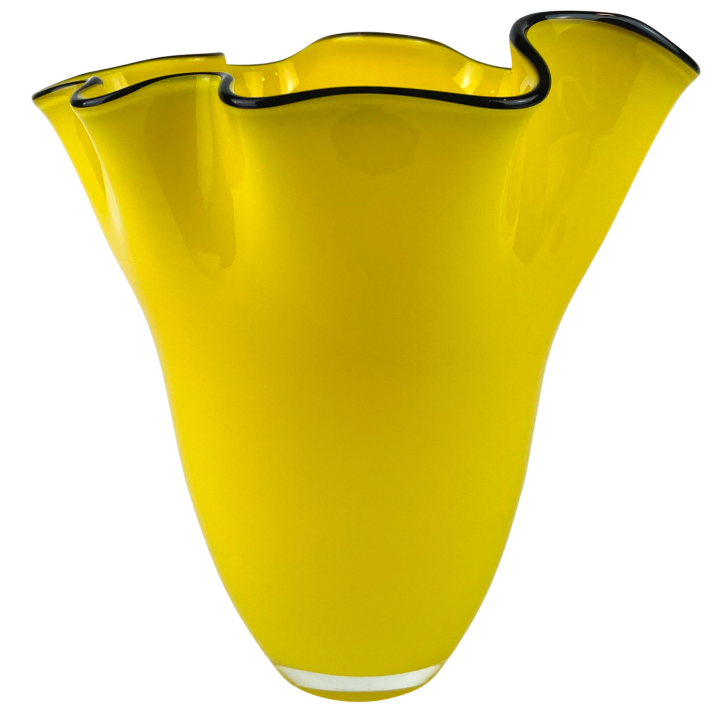 Yellow Czech Handkerchief Art Glass Vase #O1159