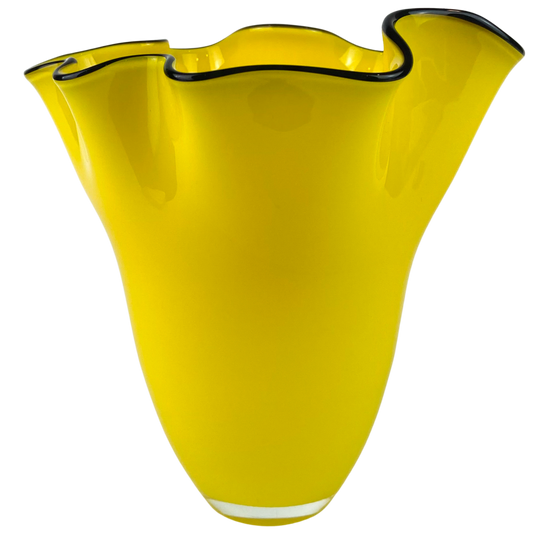 Yellow Czech Handkerchief Art Glass Vase #O1159