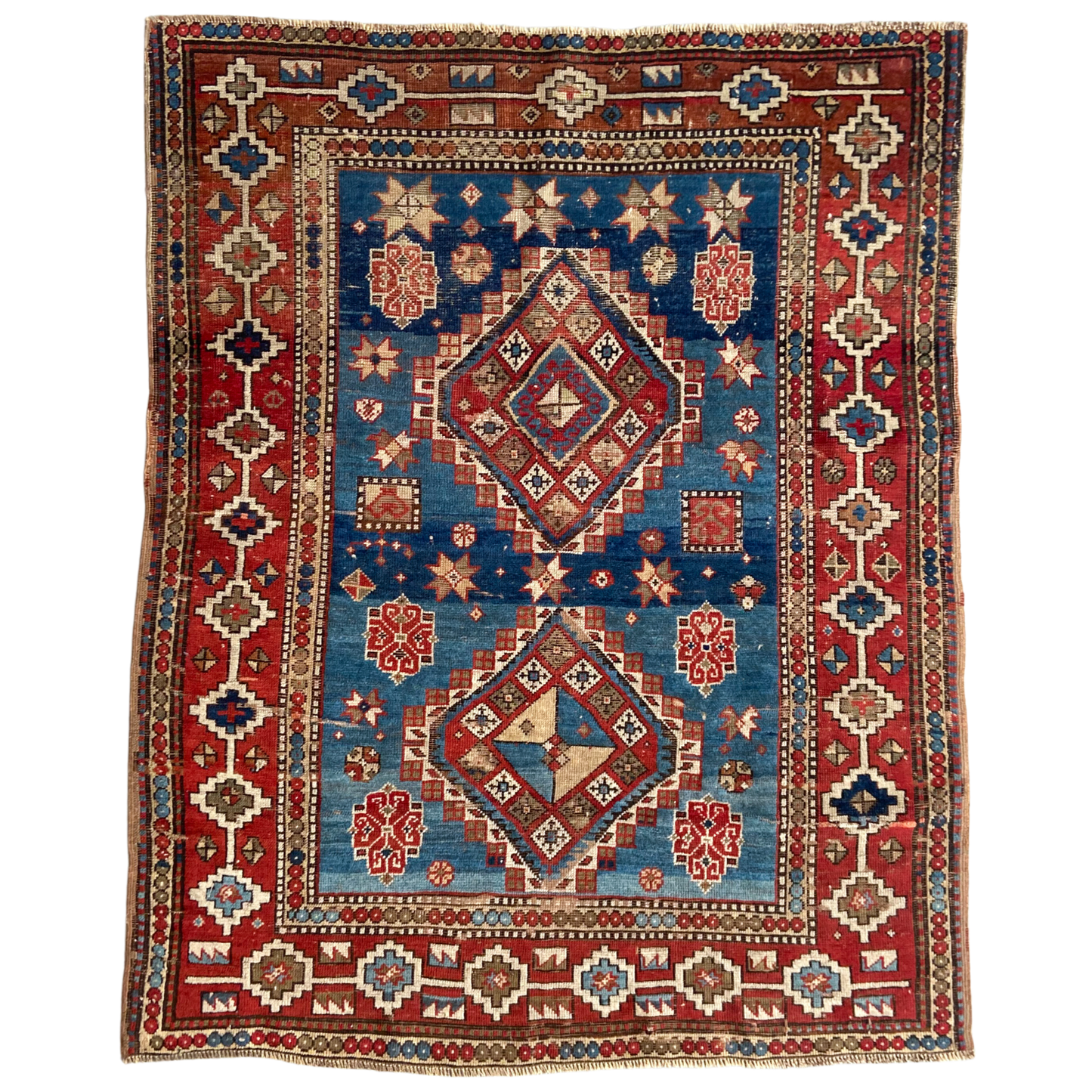 Rare Antique Kazak Accent Rug #R1126 - 4'2" x 5'3"