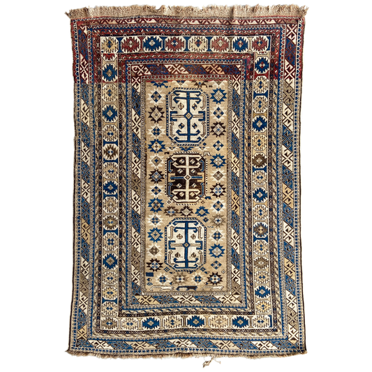 Antique Kazak Accent Rug #R1133 - 3'9" x 5'8"