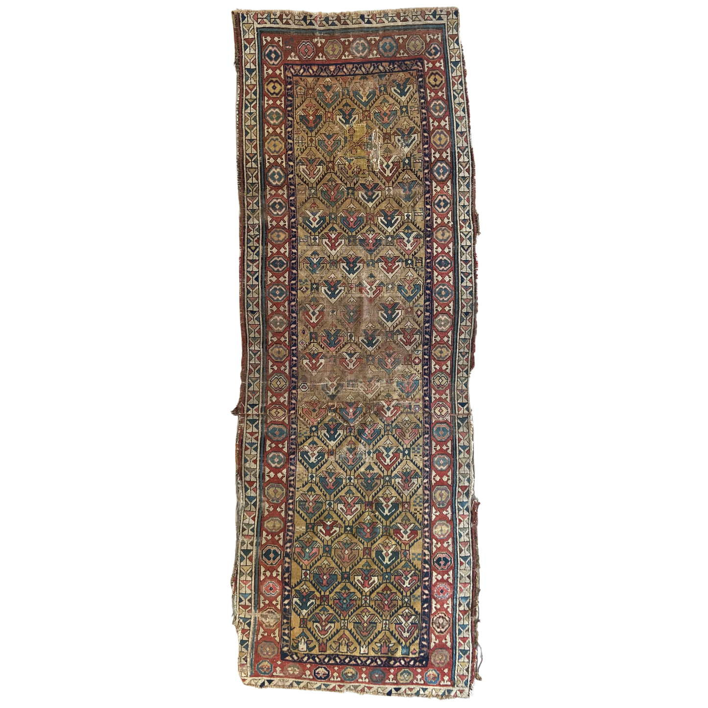 Early Caucasian Antique Runner #R1144 - 3'6" x 9'10"