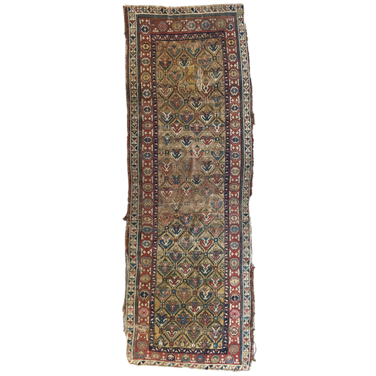 Early Caucasian Antique Runner #R1144 - 3'6" x 9'10"