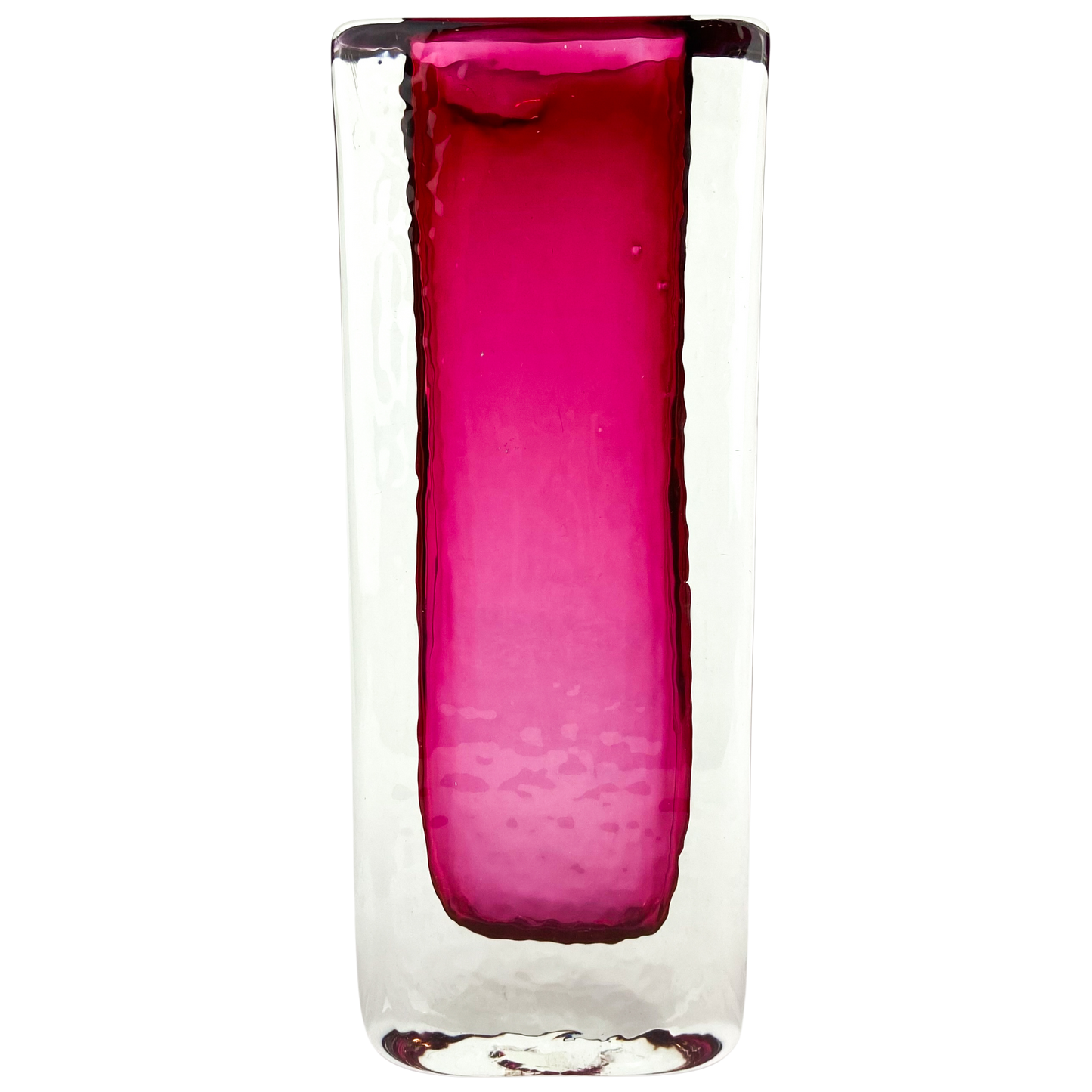 Textured Cranberry Sommerso Art Glass Vase #O1199