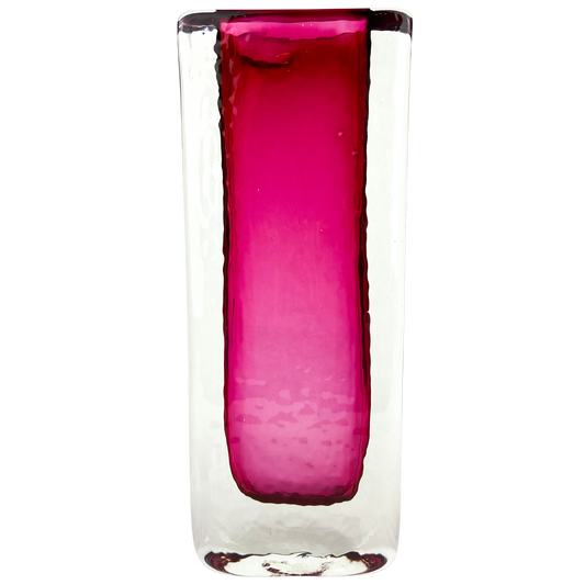 Textured Cranberry Sommerso Art Glass Vase #O1199