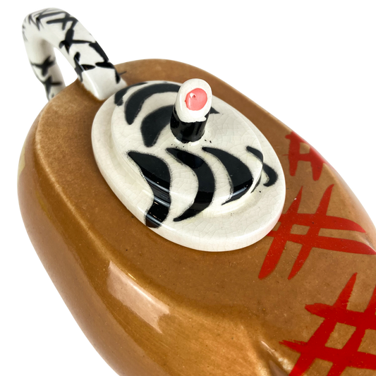 Post Modern Hand-painted Studio Ceramic Teapot #O1358
