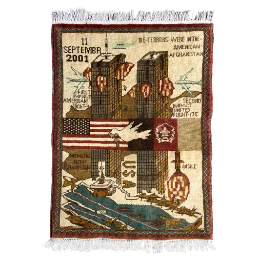 Vintage Afghan Tribal 9/11 War Rug #R1270 - 1'11" x 2'10"