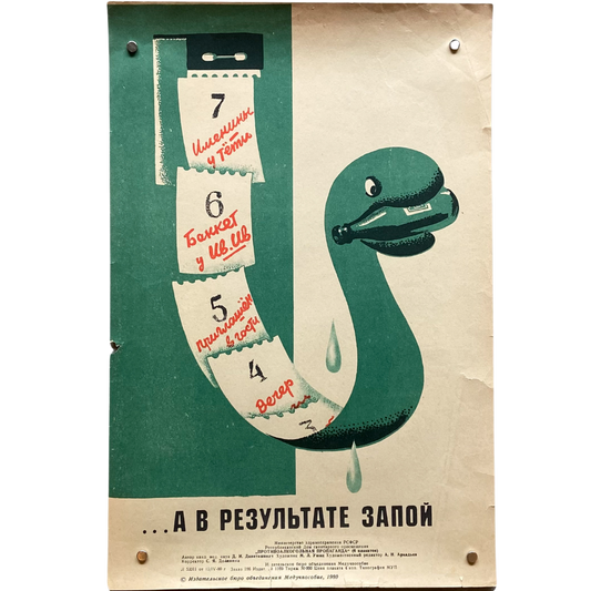 1980 Soviet Anti-Alcohol Poster #1227 - 11" x 17"