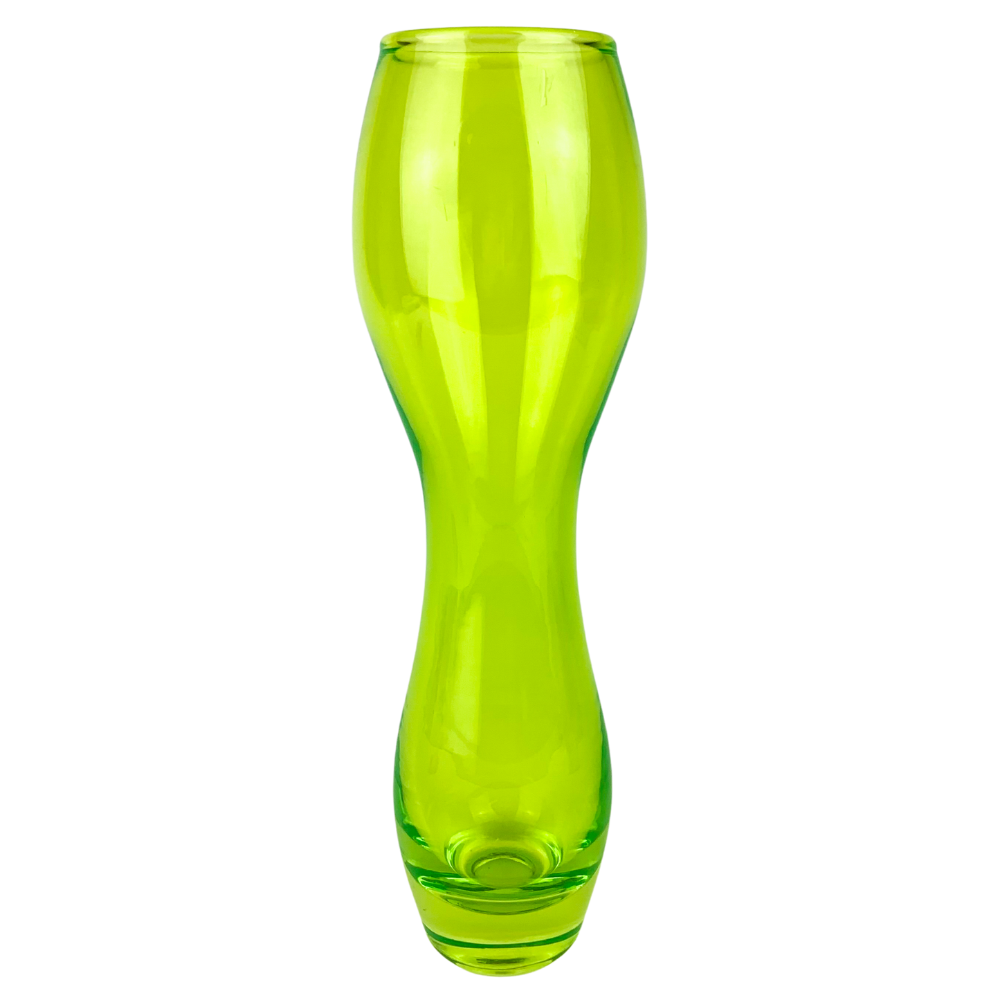 Lime Green Curved Glass Vase #O962