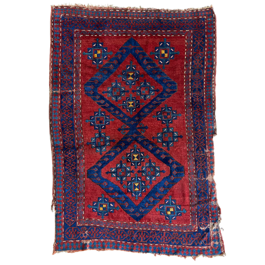 Antique Kazak Accent Rug #R1028 - 4'10" x 7'1"