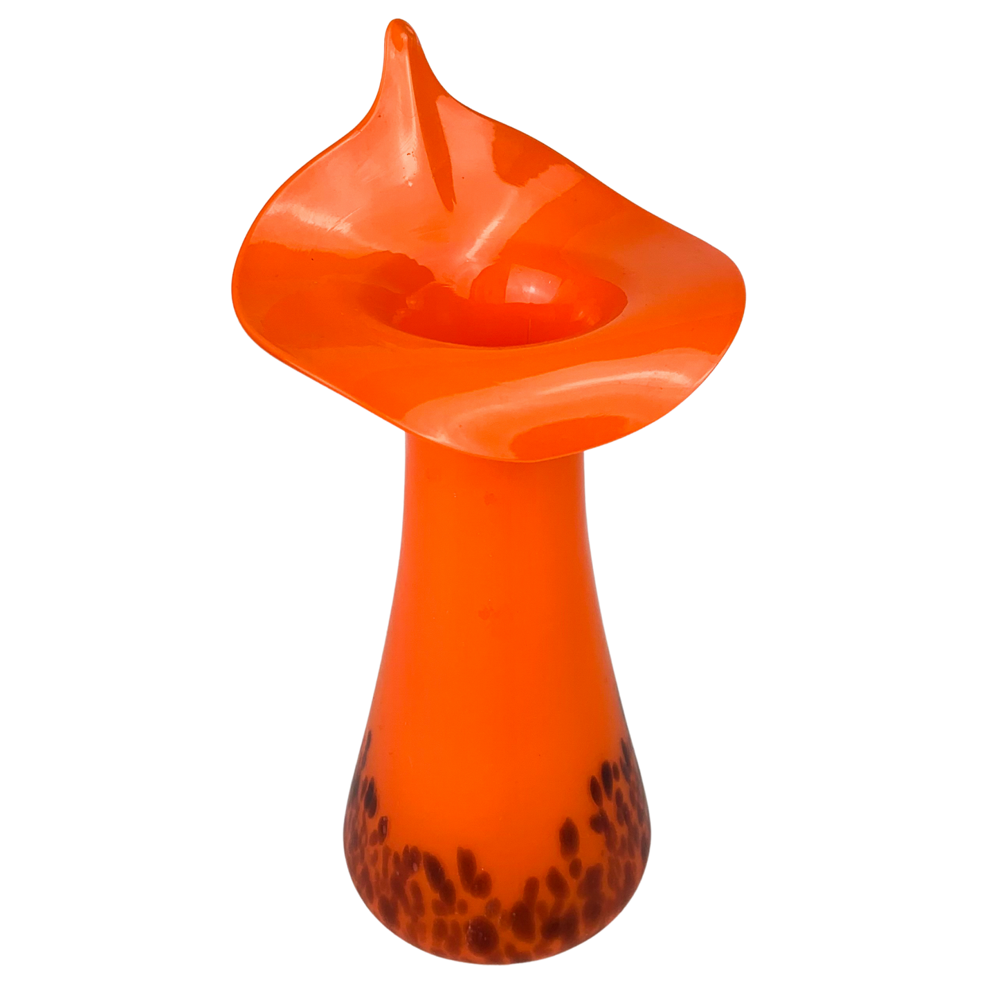 Czech Orange Jack in the Pulpit Spatter Glass Vase #O960