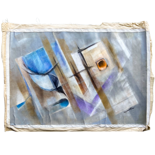 Sem Titulo (2003) Cubist Acrylic Painting by Guenther Leyen #P1873 - 26" x 35.5"
