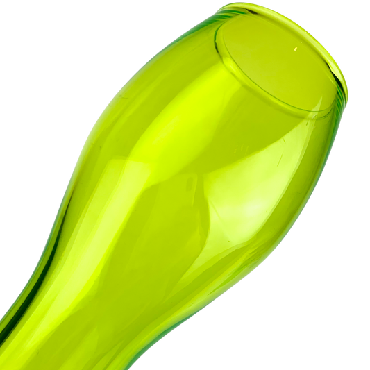 Lime Green Curved Glass Vase #O962