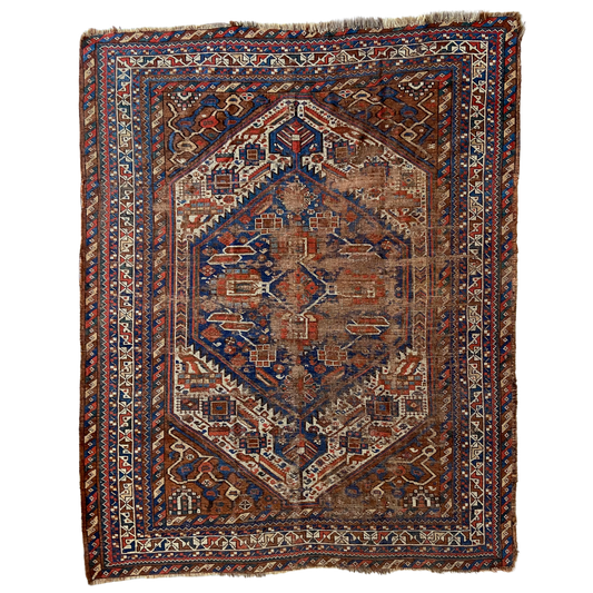 Antique Kamseh Accent Rug #R1026 - 5'5" x 6'10"