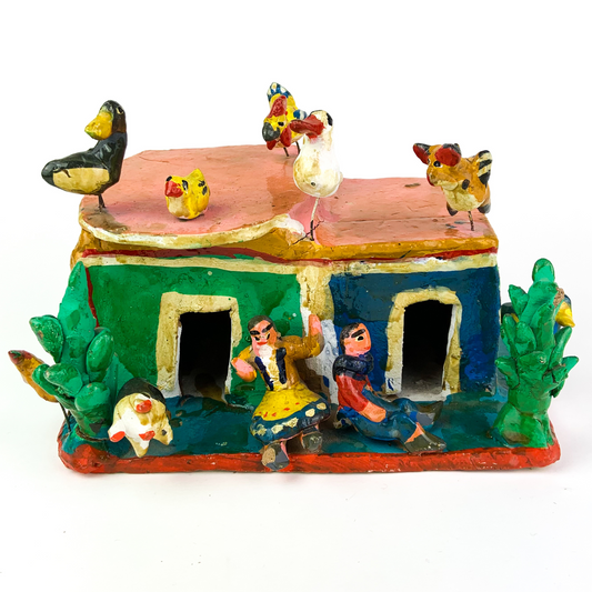 Vintage Mexican Folk Art Clay House by Candelario Medrano #O1011