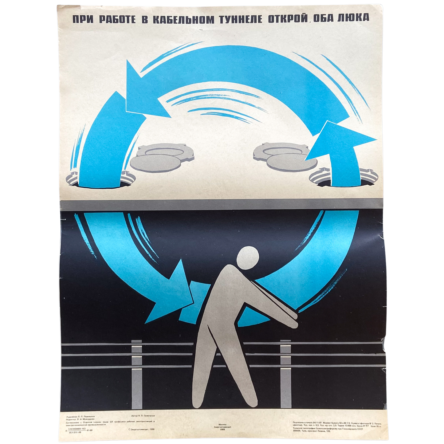 1988 Soviet Work Safety Poster #P1617 - 17" x 23"