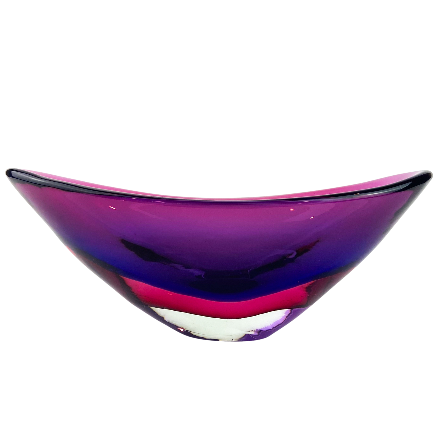 Murano Ovoid Purple + Fuschia Sommerso Glass Bowl #O1073