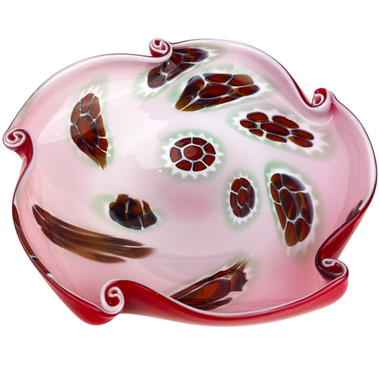 Murano Red Millefiori Cased Glass Catchall/Ashtray #O1103