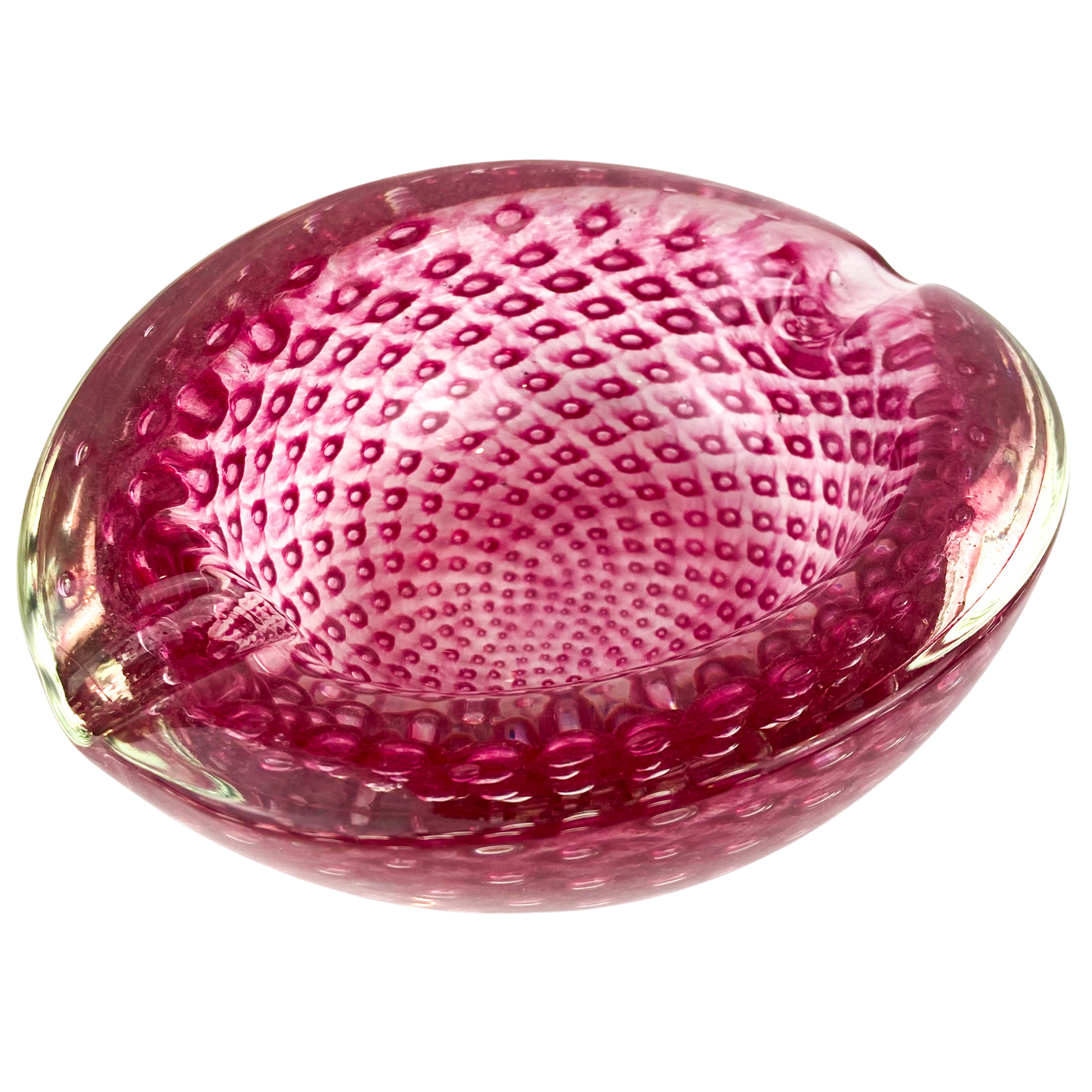 Murano Pink Bullicante Glass Catchall/Ashtray #O1075