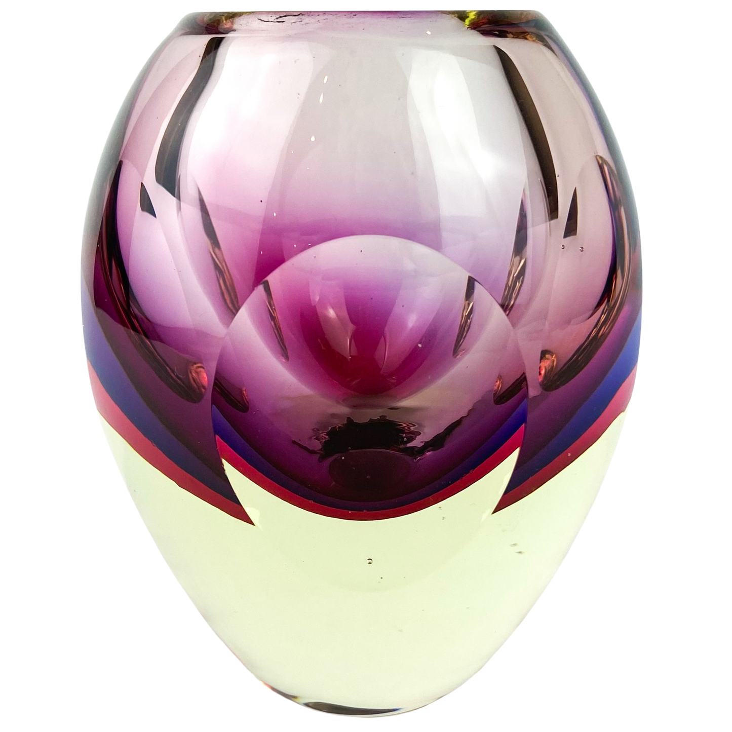 Purple + Fuschia Faceted Sommerso Art Glass Vase #O1081