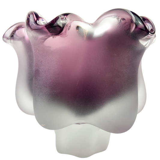 Czech Purple Frosted Floriform Glass Vase #O1080