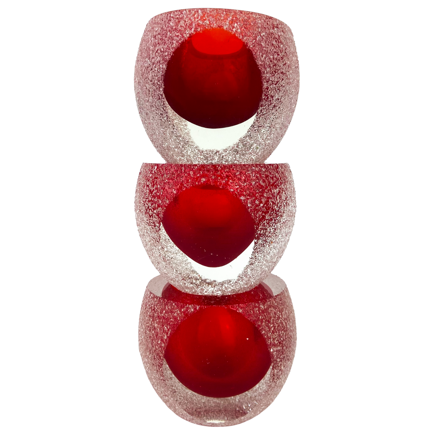 Set of Three Red Fifth Ave Crystal Candle Holders #O1105